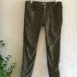 Floral Pattern Skinny Corduroy Pants